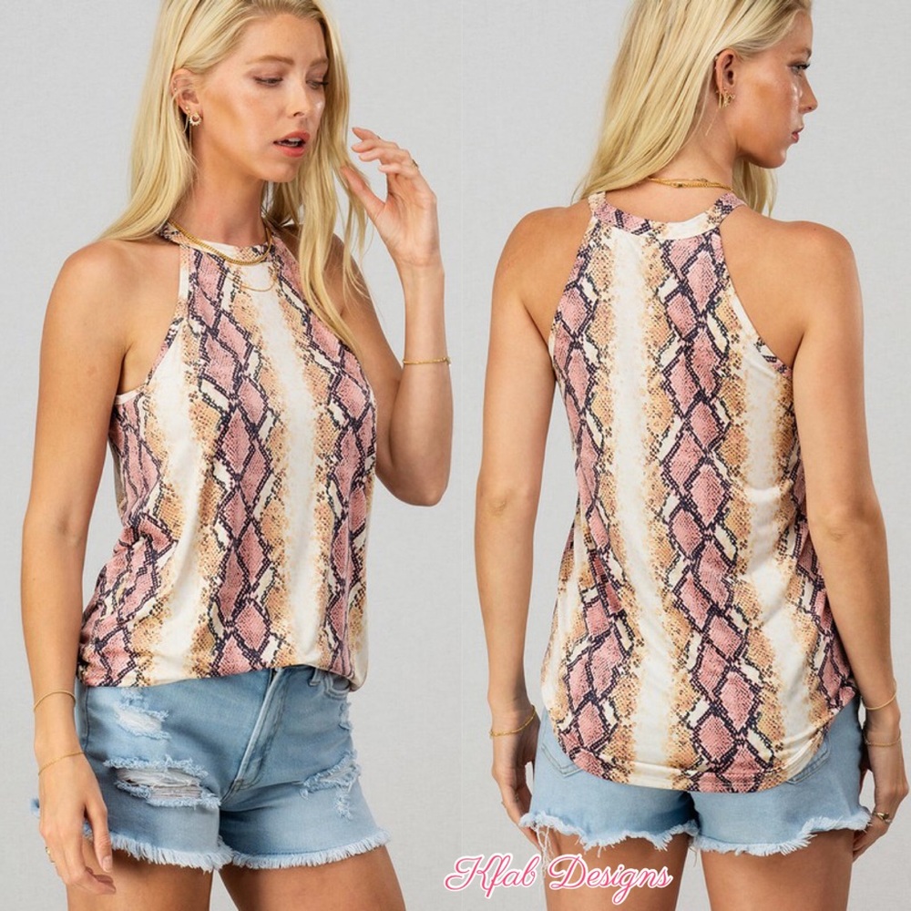 ❤️LAST 1! Champagne Pink Snake Print Knit Top! - Picture 4 of 8